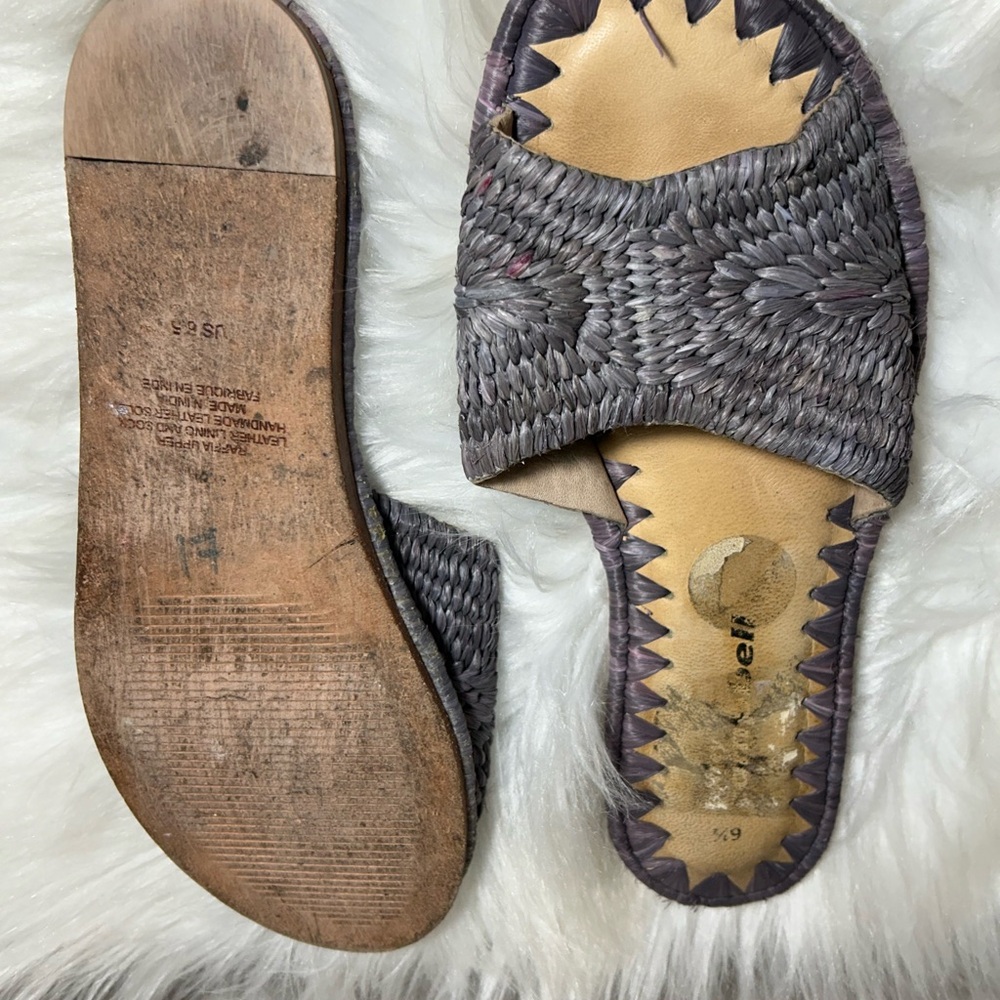 JEFFREY CAMPBELL Dana Raffia Slide Sandals Purple Size 6.5 - Picture 8 of 8